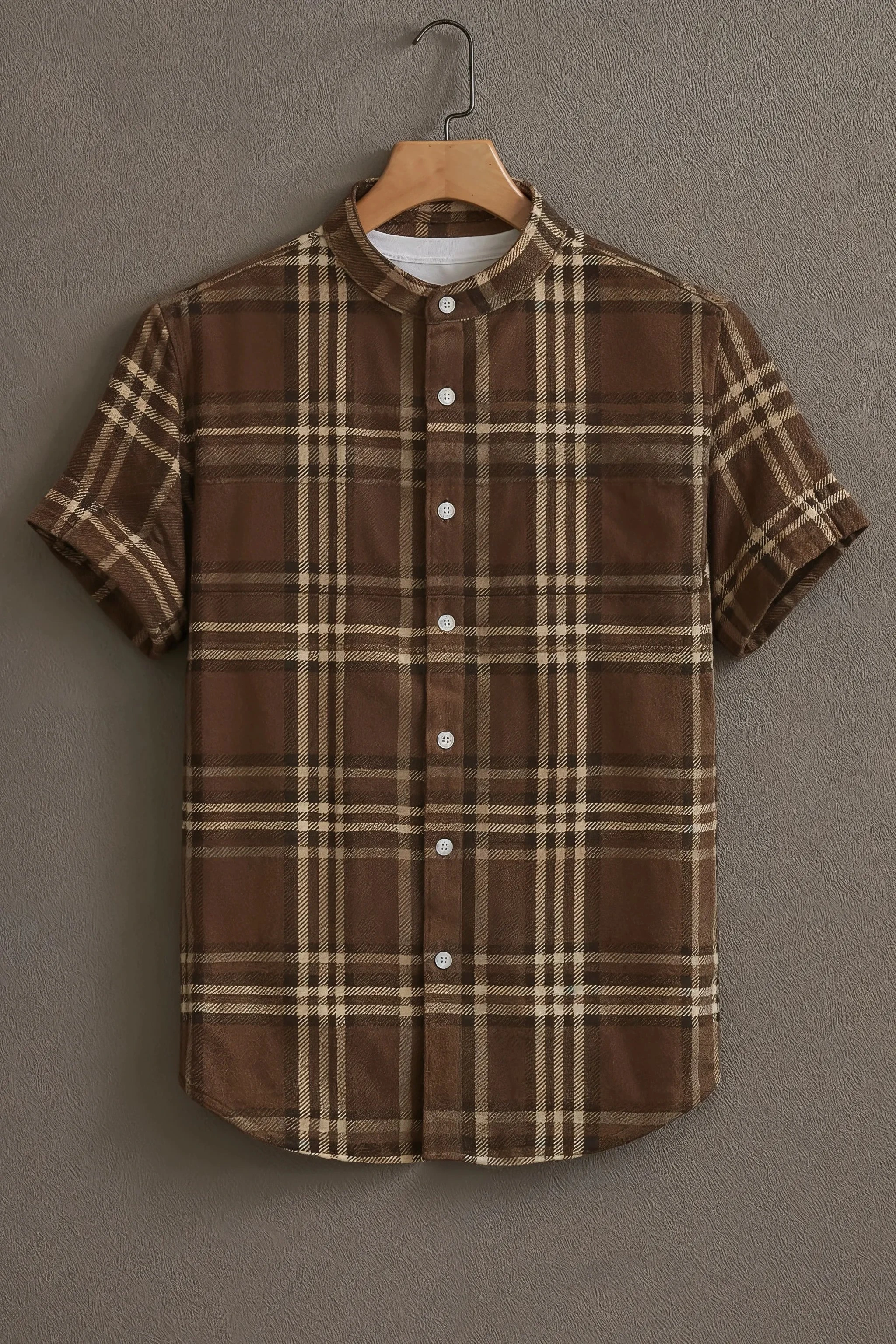 Brown Casual Shirt with Classic Check Print