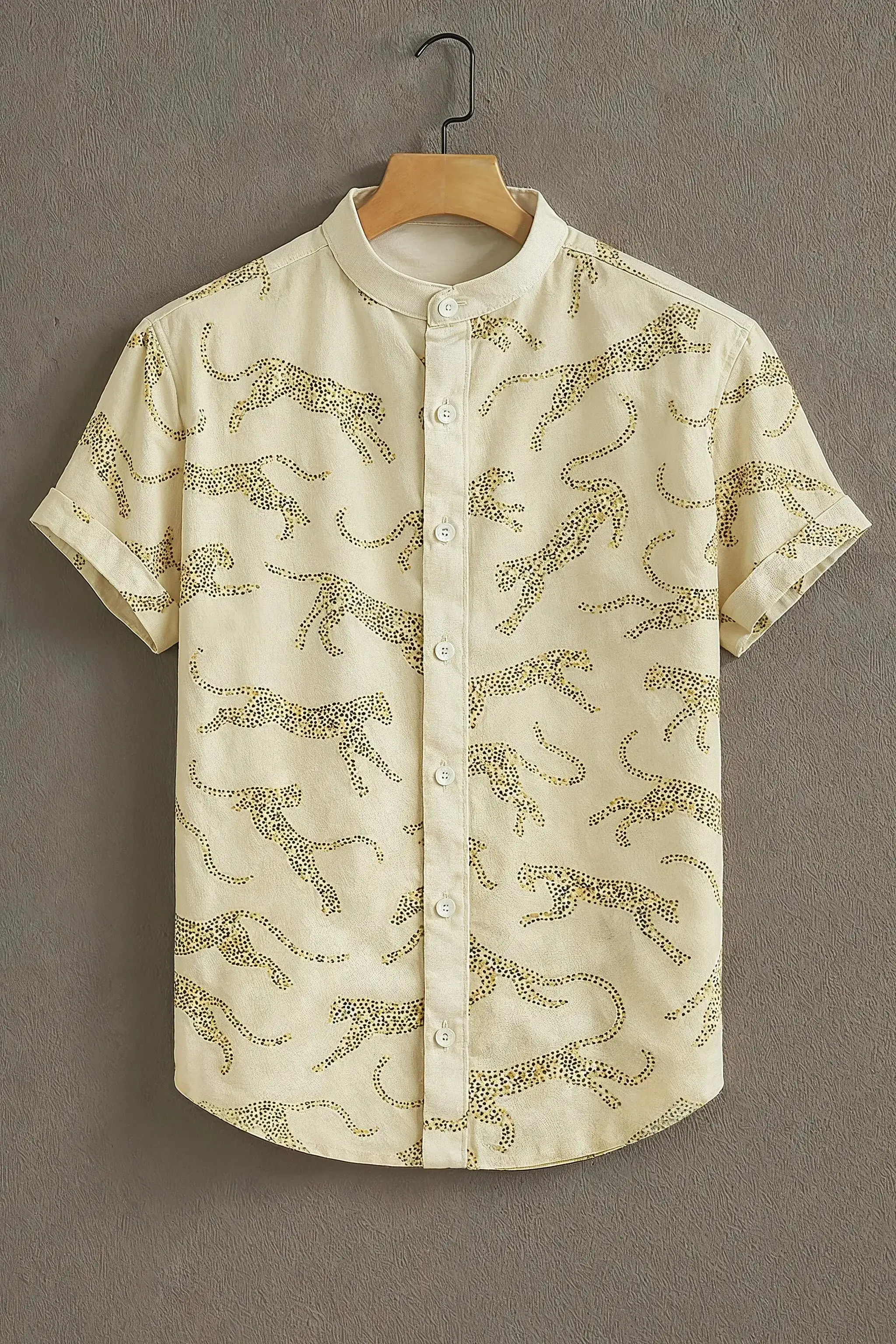 Beige Casual Shirt with Leopard Outline Print