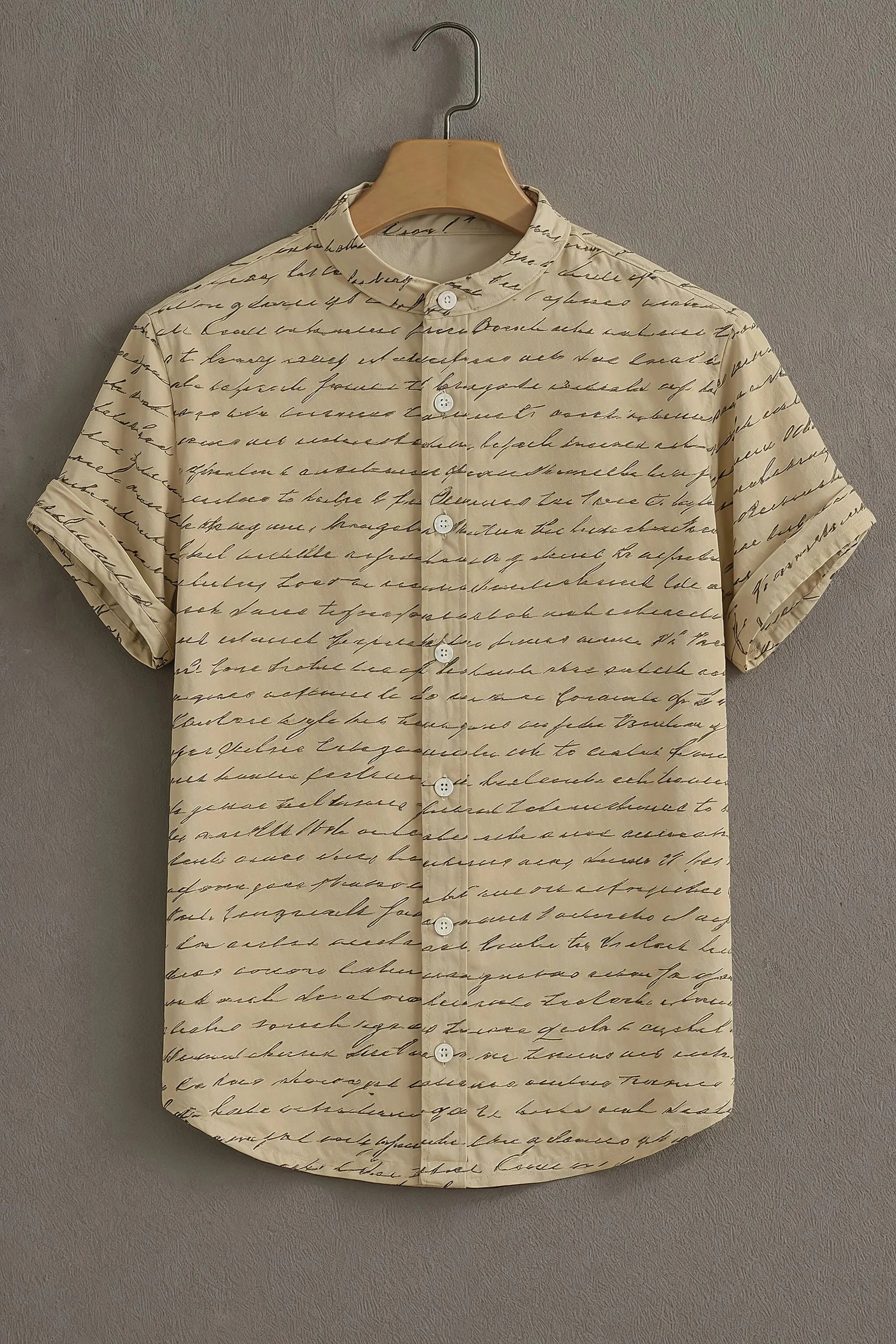 Beige Casual Shirt with Script Print
