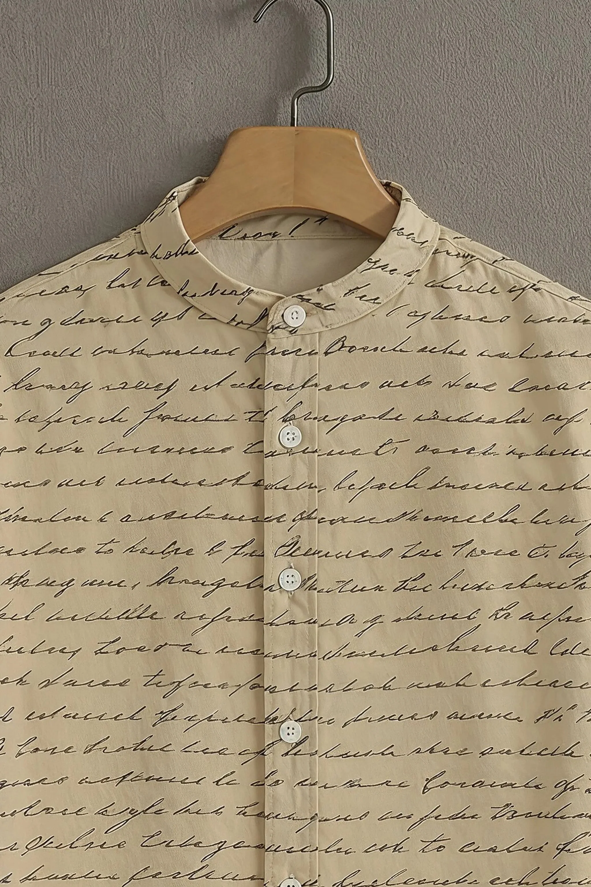 Beige Casual Shirt with Script Print - Image 2