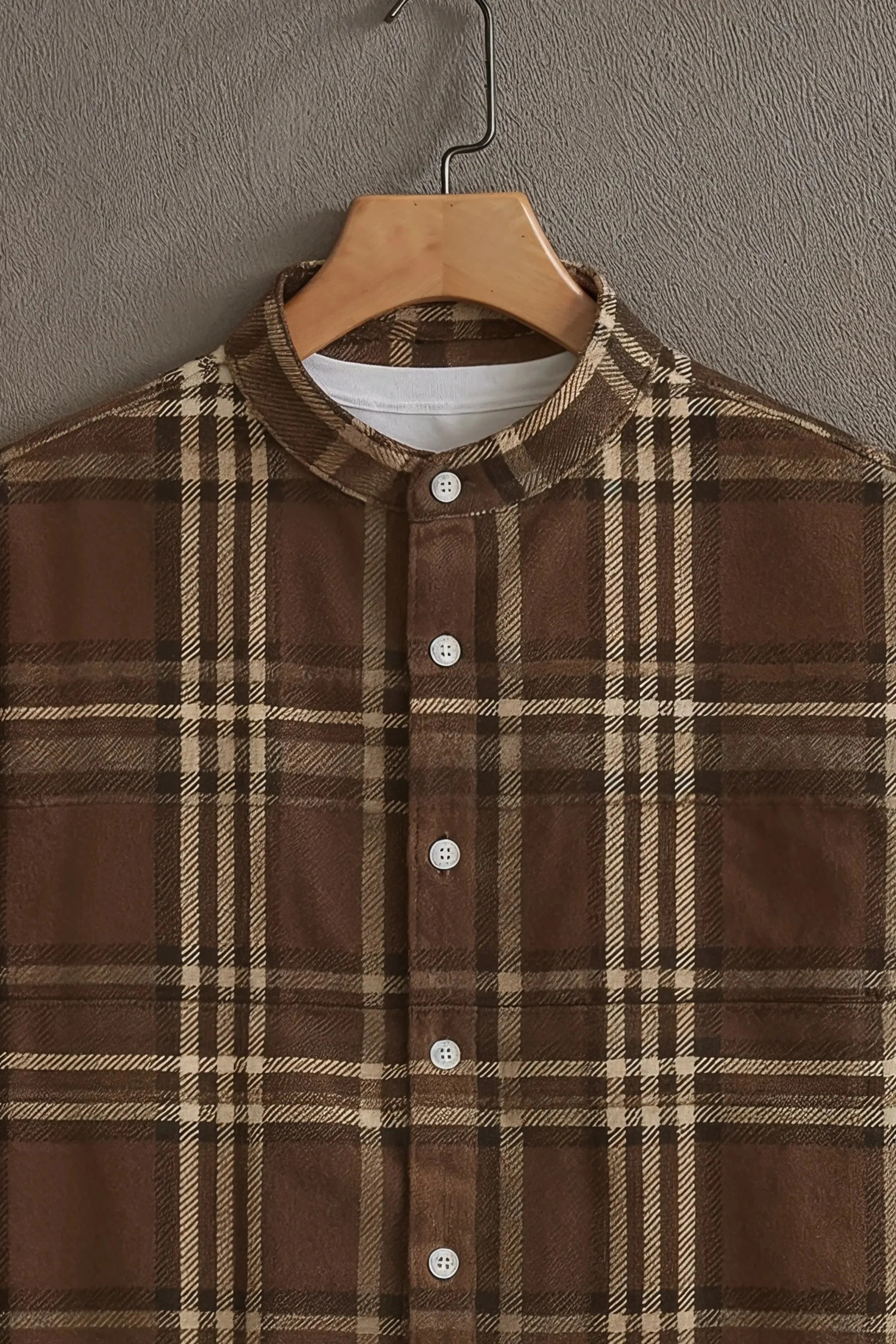 Brown Casual Shirt with Classic Check Print - Image 2
