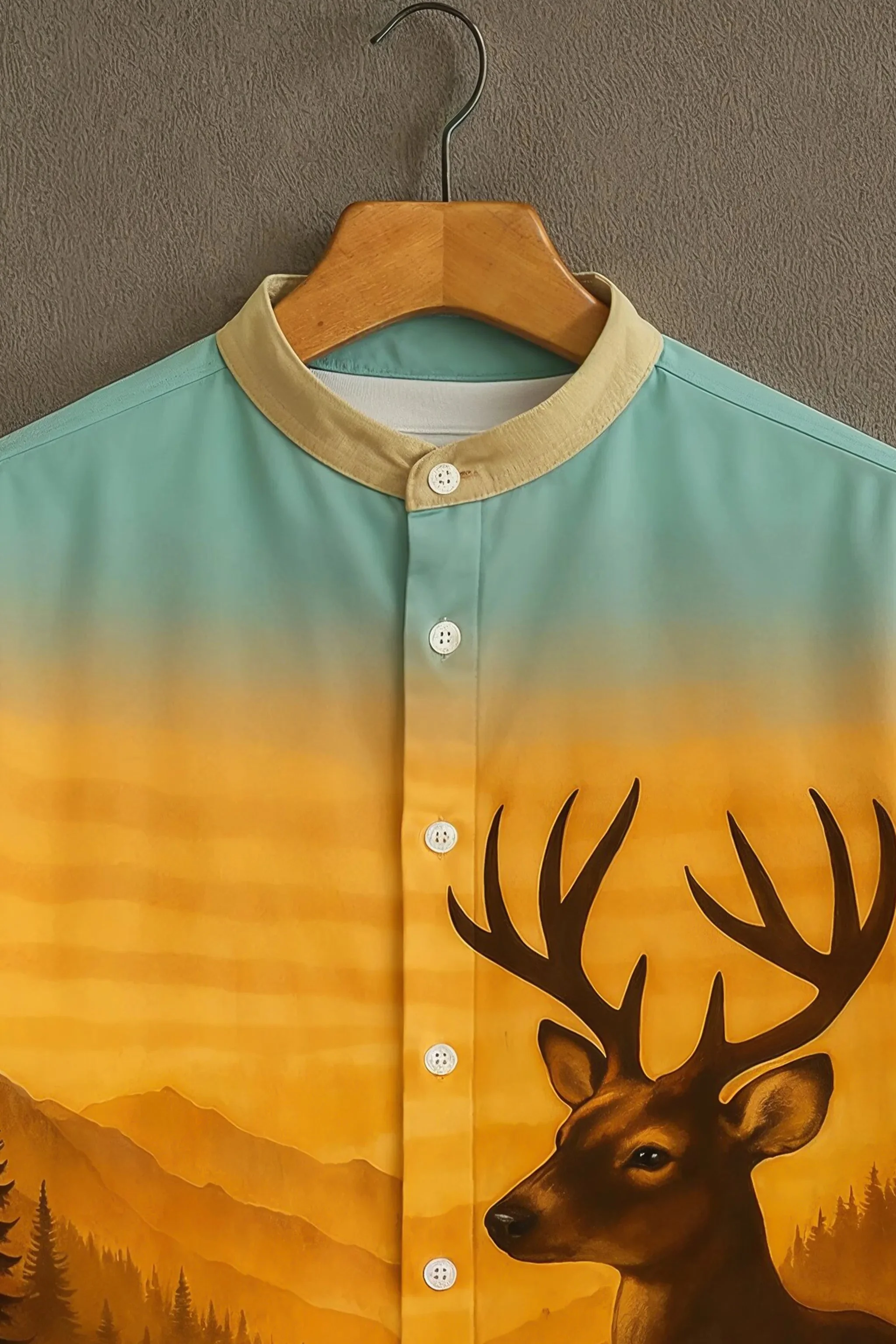 Sunset Deer Print Casual Shirt - Image 2