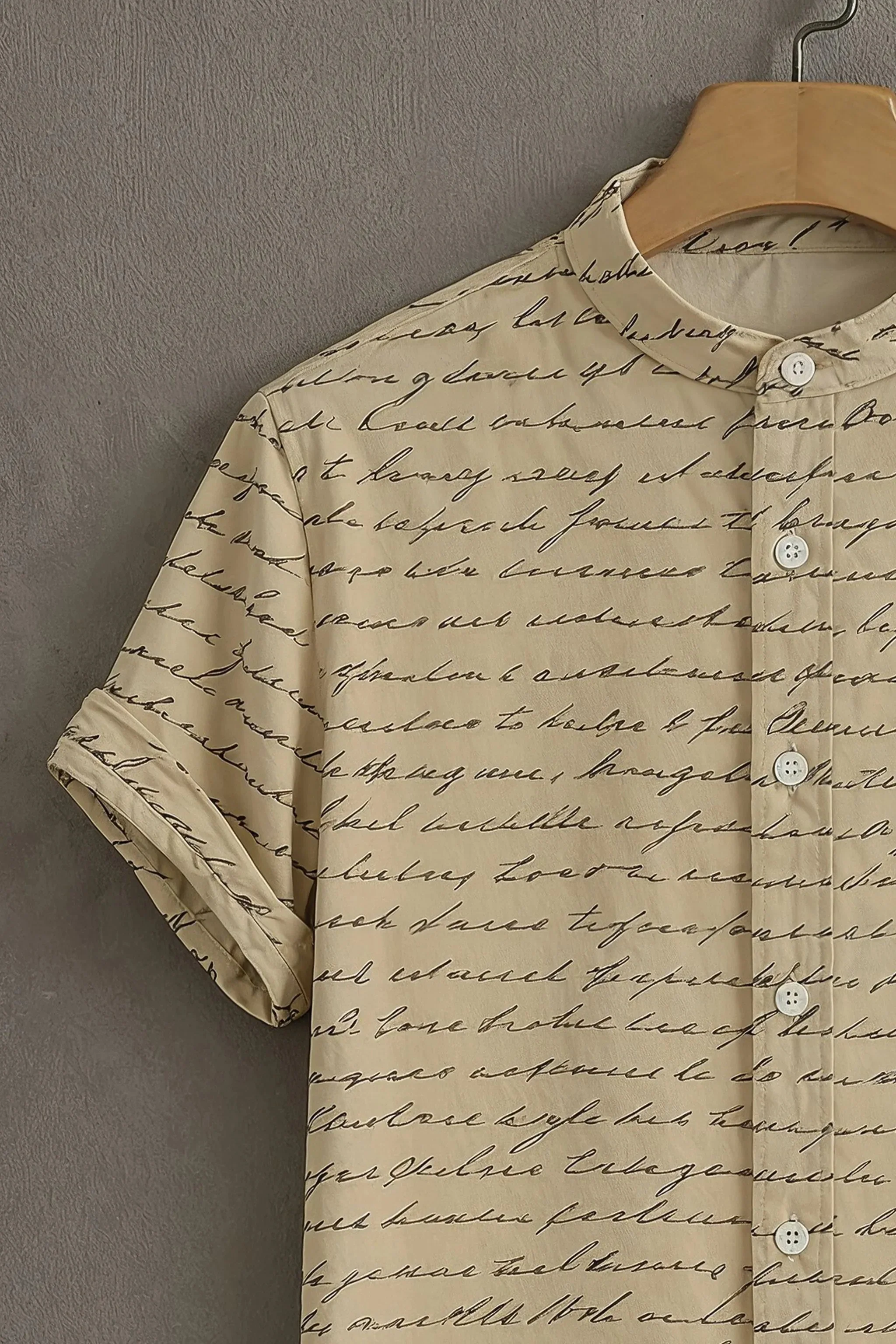 Beige Casual Shirt with Script Print - Image 3