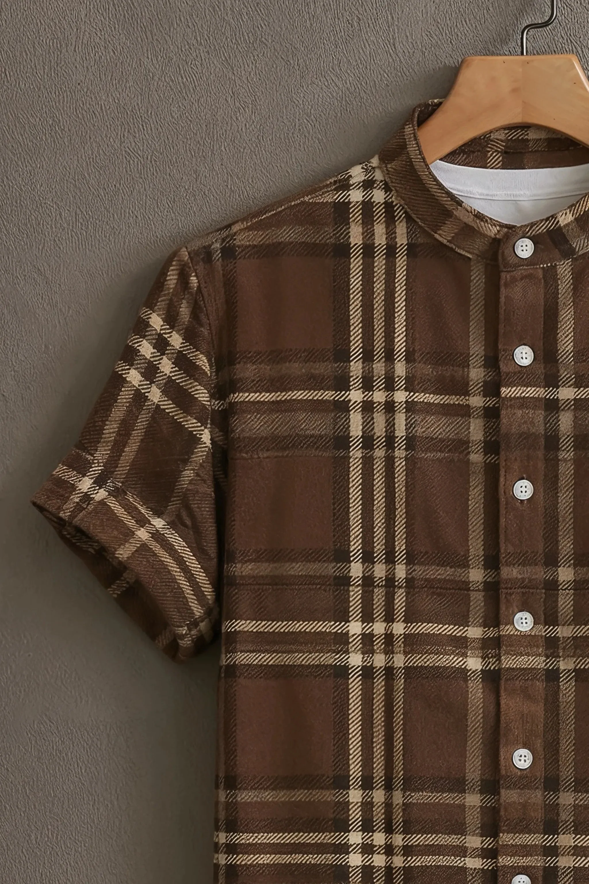 Brown Casual Shirt with Classic Check Print - Image 3